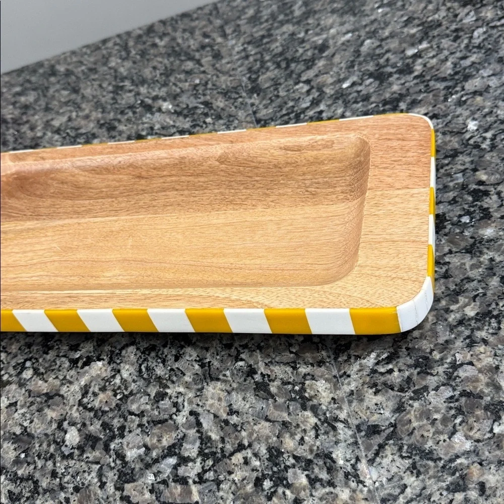 Striped yellow Wooden serving Tray 1 tray